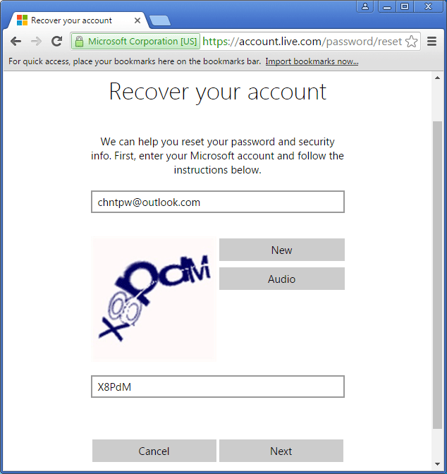 change password on microsoft account to one i used before